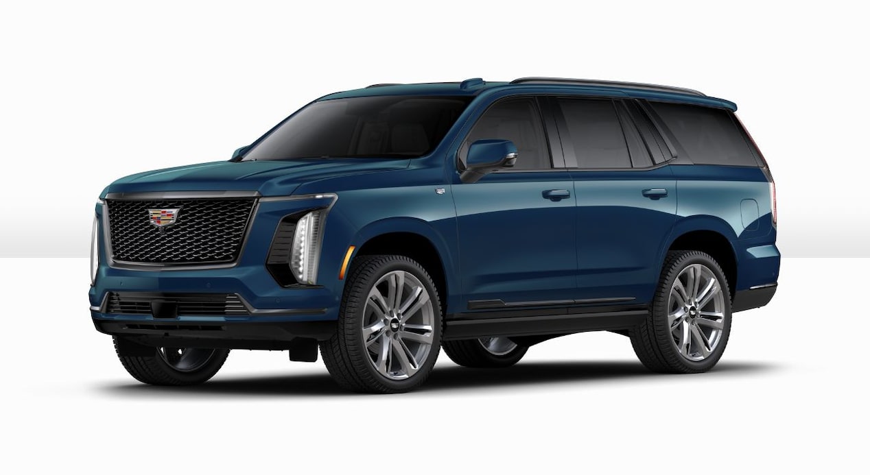 A Side Profile of the Blue 2025 Cadillac Escalade