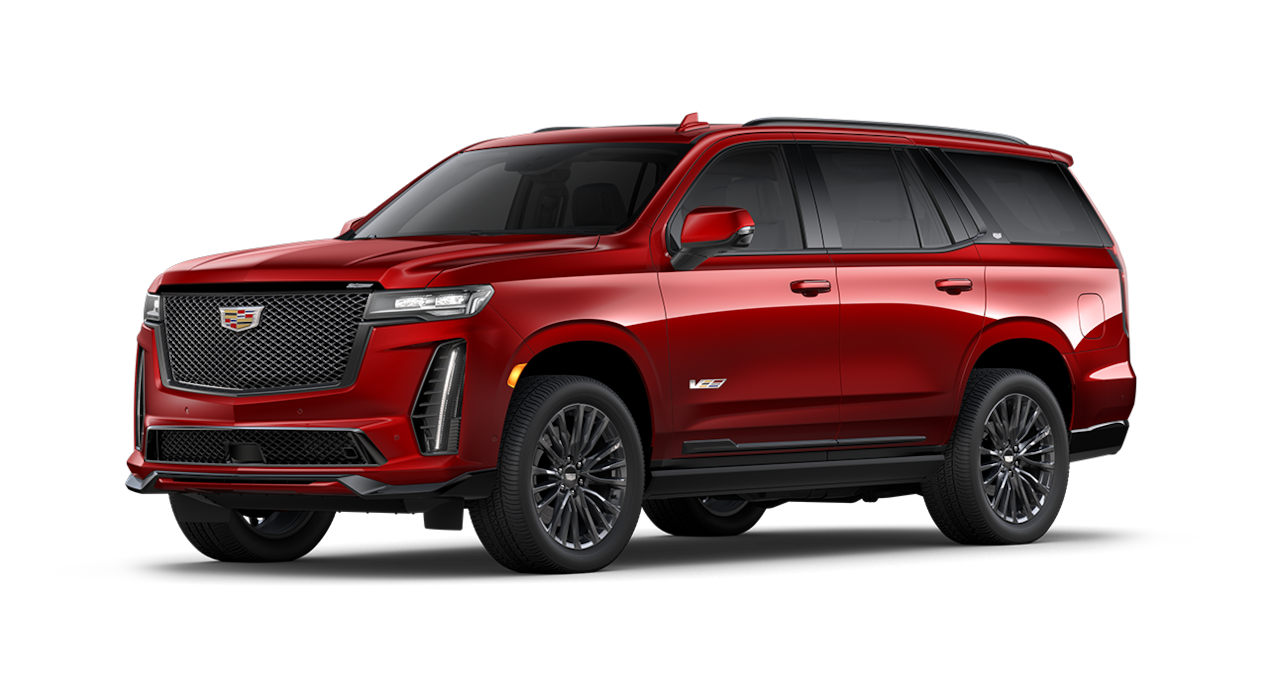 A Side Profile of the Red 2024 Cadillac Escalade-V