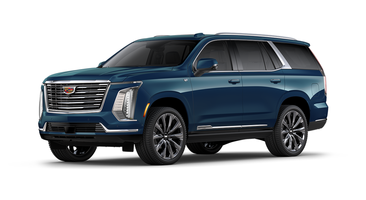 A Side Profile of the Blue 2025 Cadillac Escalade