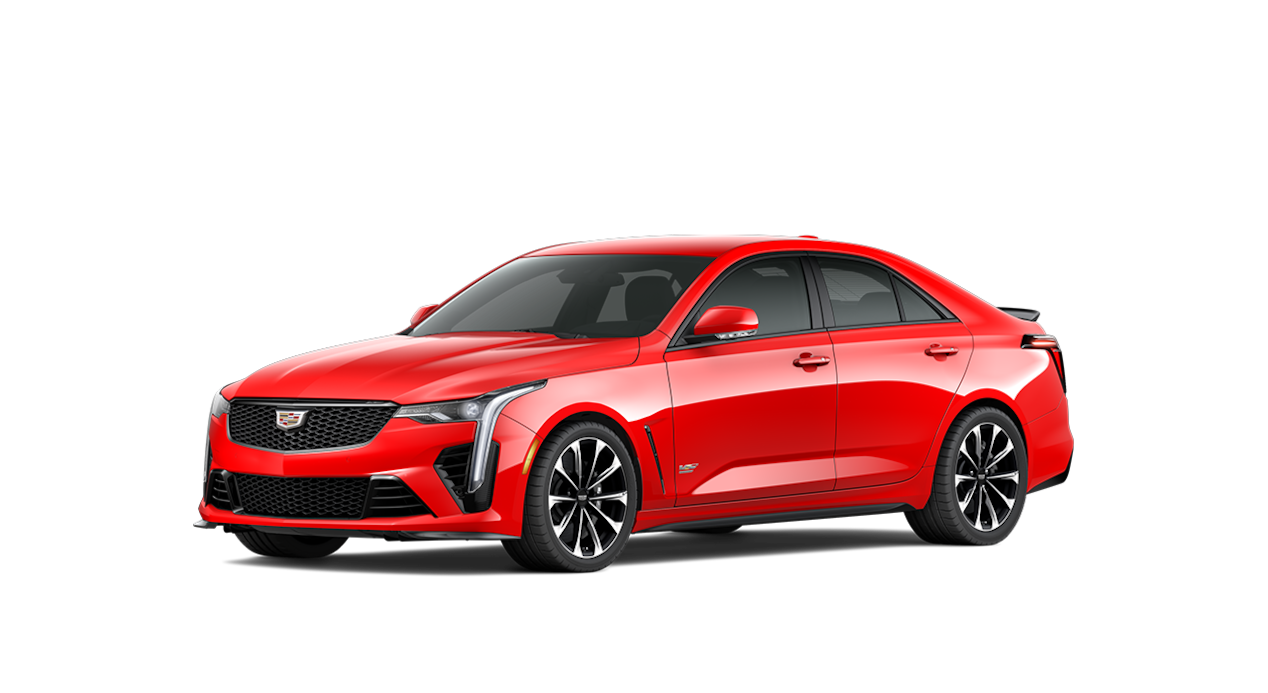 A Side Profile of the Red 2024 Cadillac CT4 Blackwing