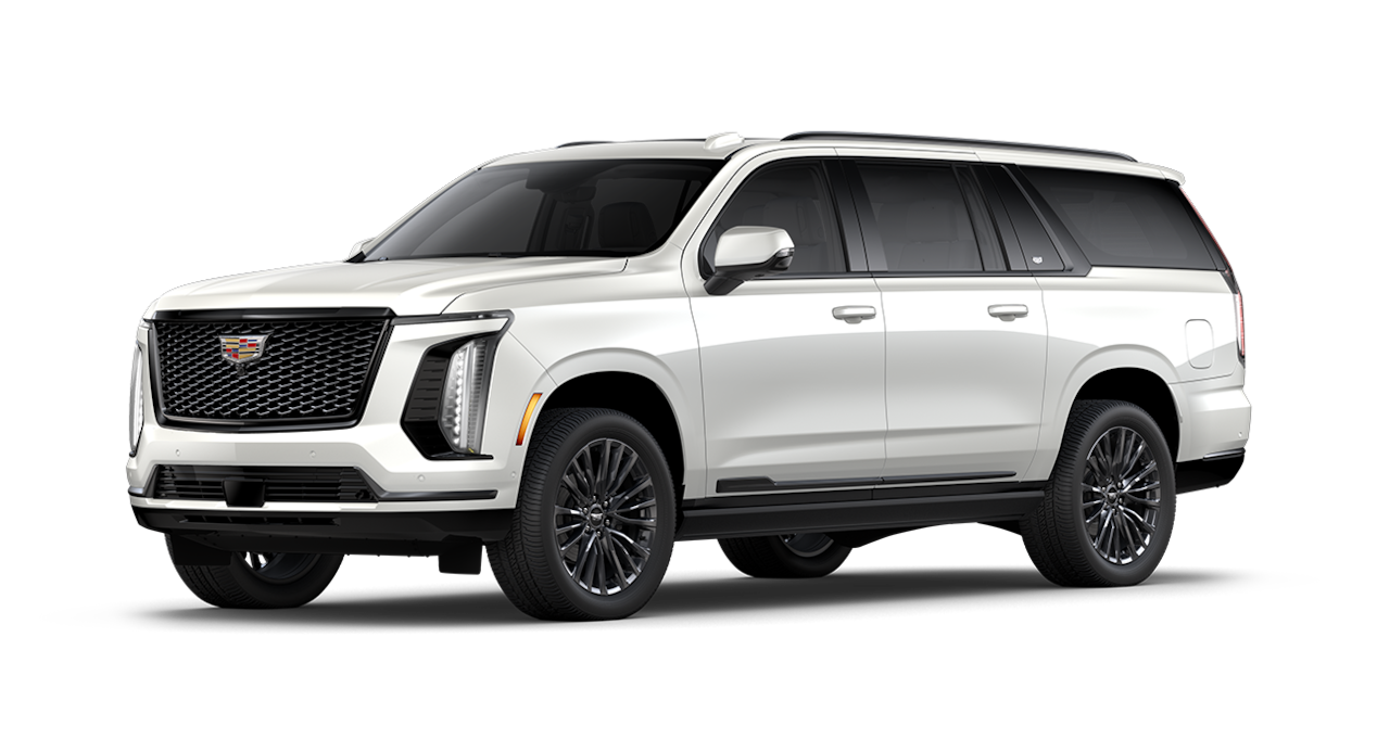 A Side Profile of the White 2025 Cadillac Escalade ESV