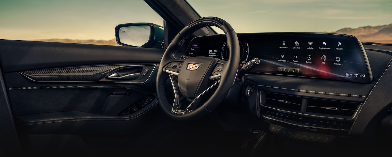 A Passenger View of a Cadillac's Sleek Dashboard and Middle Console