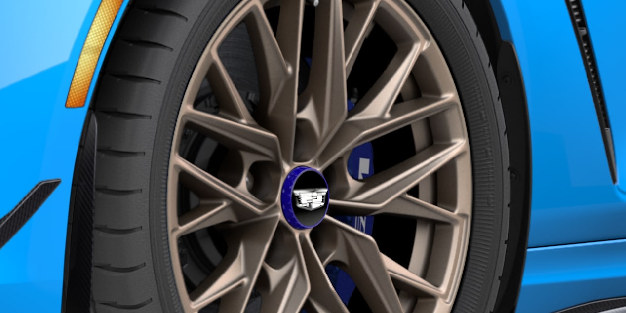 Royal Blue Brake Calipers on The Electric Blue Cadillac CT4 Blackwing