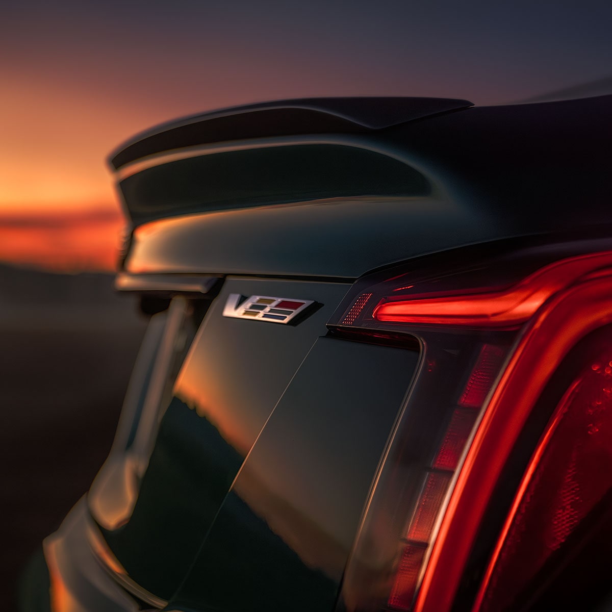 Close-up of the V-Series Logo on the 2026 Cadillac LYRIQ-V Trunk