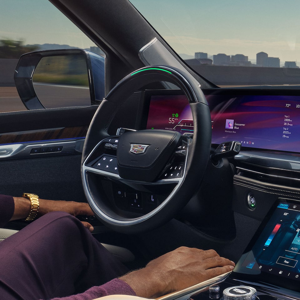 Passenger View of a Driver Utilizing the Super Cruise Feature in the 2025 Cadillac Escalade