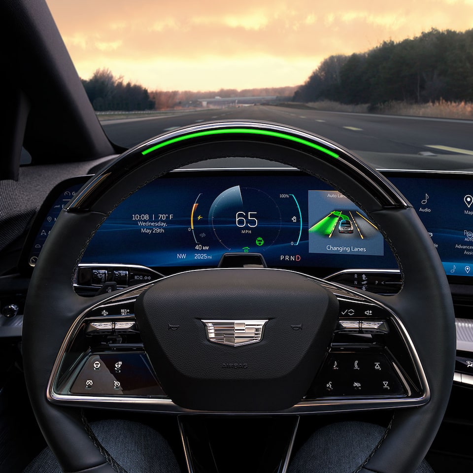 Close-up View of the 2025 Cadillac OPTIQ Super Cruise Feature on the Dashboard